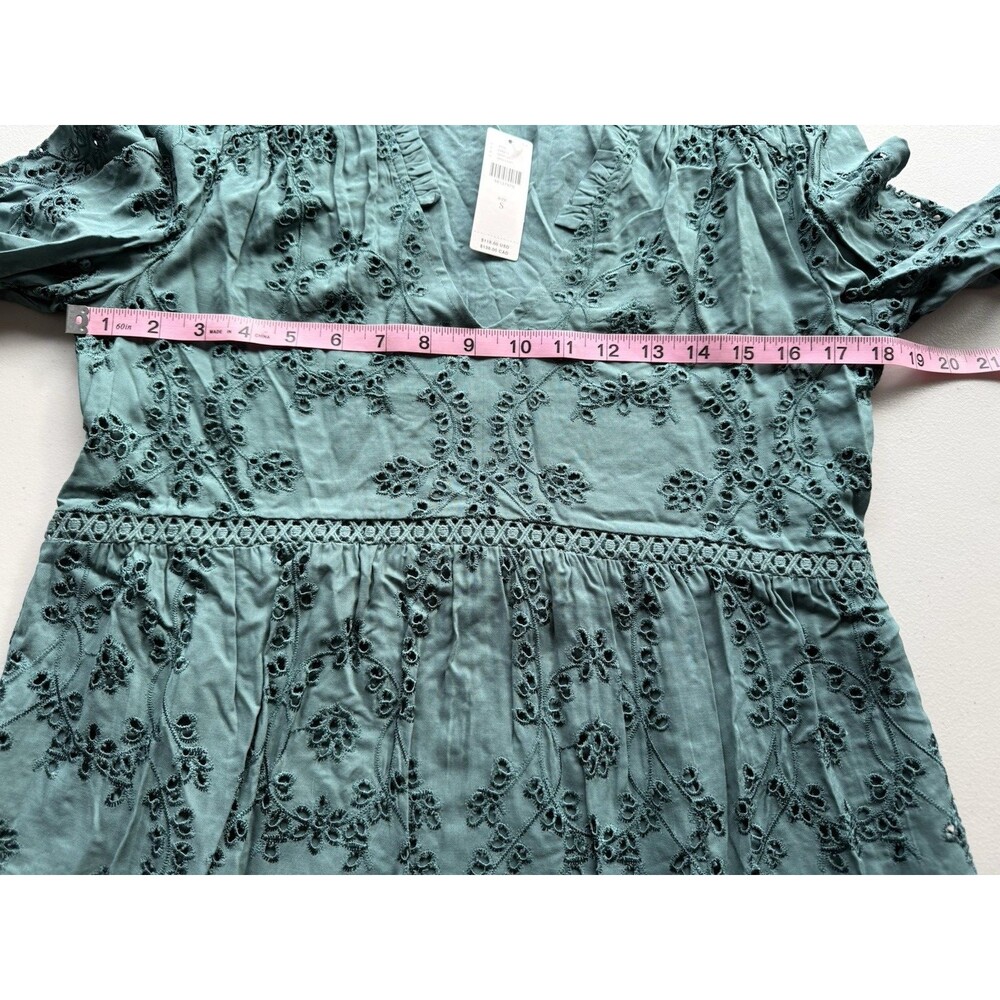 Anthropologie Daniel Rainn Eyelet Boho Tunic Blouse Women Size S Green New - Picture 3 of 9